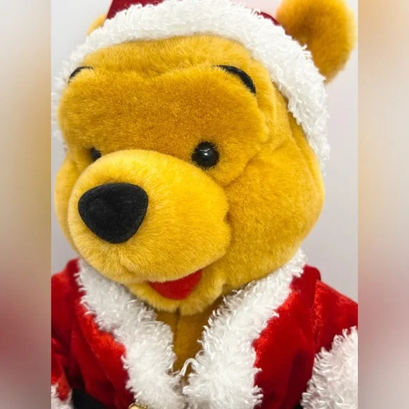 Vintage Winnie The Pooh Disney Store Exclusive Santa Plush 12” Christmas - Picture 4 of 9